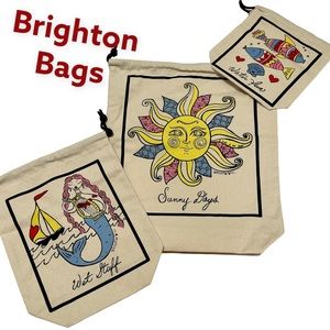 Brighton Sea Breeze 3 Pc Travel Bag Set Beach Cotton Canvas Bags - NWOT